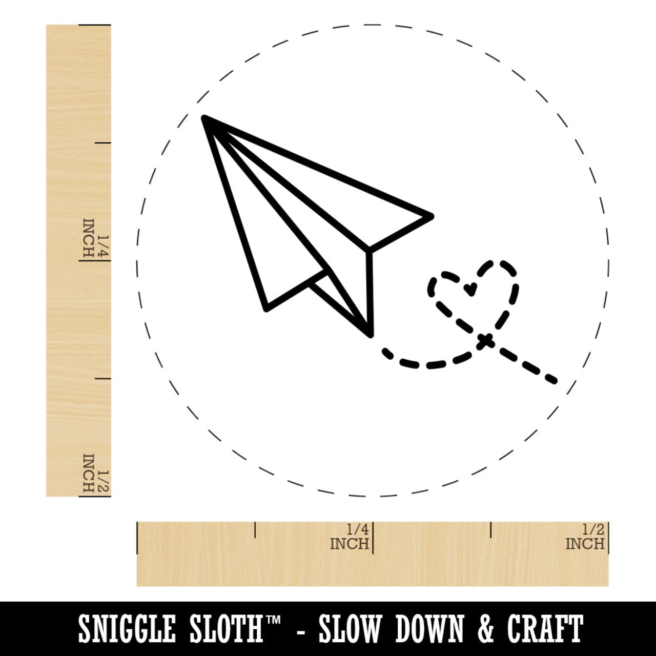 Paper Airplane with Heart Self-Inking Rubber Stamp for Stamping Crafting Planners